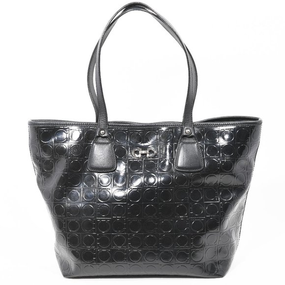 Salvatore Ferragamo Gancini Patent Leather Tote Bag - Picture 1 of 6